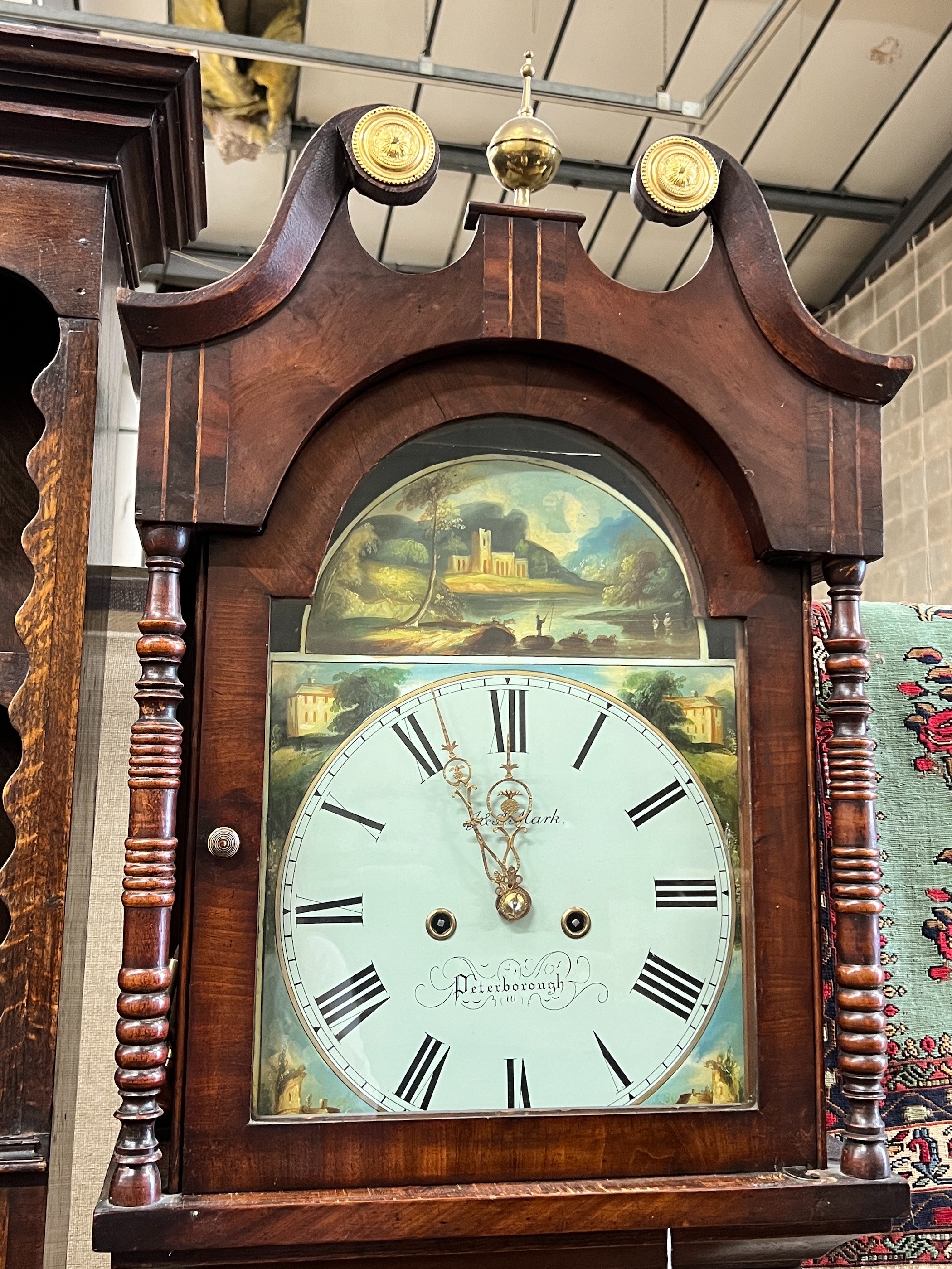 A Victorian mahogany banded eight day longcase clock marked J & A Mark, Peterborough, height 208cm